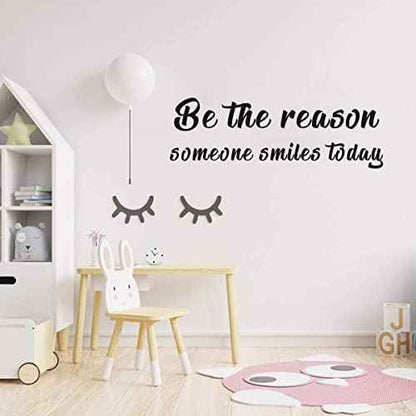 IARTTOP Inspirational Quote Wall Decal, Be The Reason Someone Smiles Today Motivational Saying Stickers,Positive Attitude Vinyl for Bedroom Living Room Classroom Decor,Black