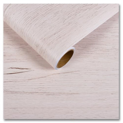 CRE8TIVE Coastal White Wood Contact Paper for Cabinets Drawers Thick Wood Peel and Stick Wallpaper Textured Self Adhesive Waterproof Countertop Contact Paper for Bedroom Kitchen Vinyl Wrap 12"x80"
