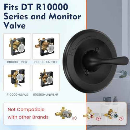 Replacement for DT Classic 13/14 Series Single-Function Shower Valve Trim Kit, T13020-BL Matte Black Shower Handle Set, Fit R10000 Series Shower Valve(Catridge and Valve Not Included)