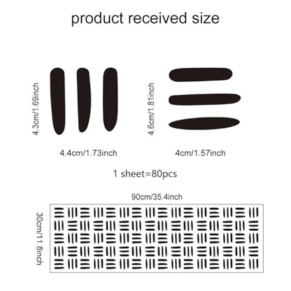 12x36 Inch Three Line Set - Boho Geometrical Shape Themed DIY Boho Wall Decal Mural Set - 80 Pcs Stickers for Wall, Kitchen, Nursery, Office Decor - Each Sticker 1.8x1.7 Inch (Boho Line Black)