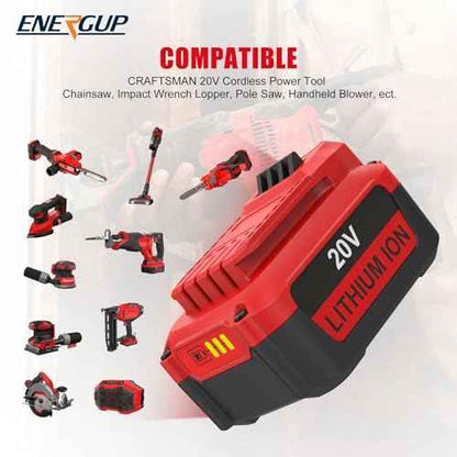 energup 20V 6.5Ah Replace for Craftsman 20V Battery V20 Lithium Battery for CMCB205 CMCB204 CMCB206 CMCB202 CMCB201 for 20V Craftsman Outdoor Power Tools
