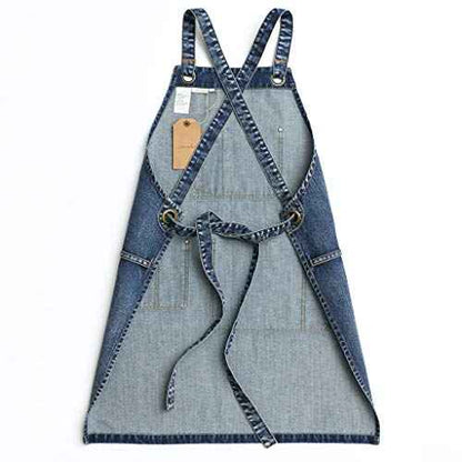 Jeanerlor - Denim Apron With Pockets for Women and Men - Washing Style | Adjustable S to XXL