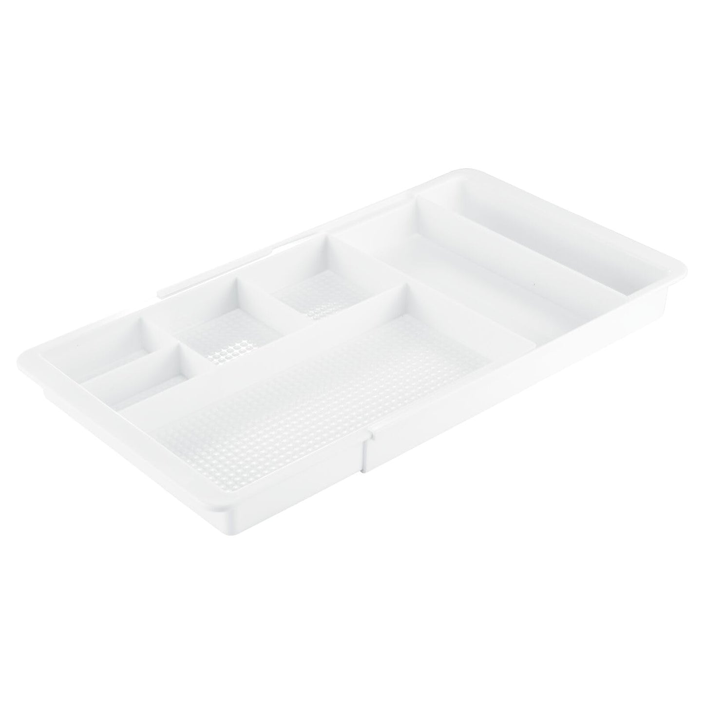mDesign Expandable Plastic Drawer Organizer and Storage Container for Office Supplies - Gel Pen Pencil, Marker, Stationary, Desk Supply Holder for Drawers and Desktop - Lumiere Collection - White