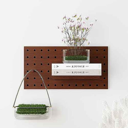 HEYSONG Pegboard Wall Organizer Panels Wooden Pegboard Wall Mount, Hanging for Garage Kitchen Living Room Bathroom Office (Coffee)