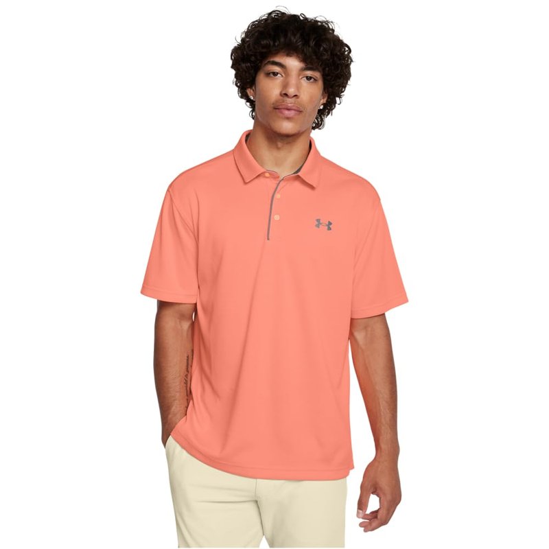 Under Armour Men's Tech Golf Polo, (897) Flare Orange/Pitch Gray/Halo Gray, X-Small