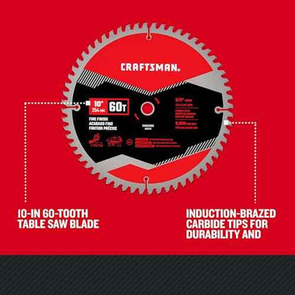 CRAFTSMAN 10 in Table Saw Blade 60 Tooth with 5/8 in Arbor (1 Pack) (CMAS21060)