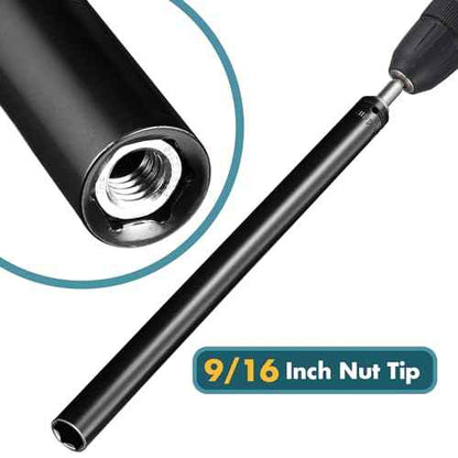 Blulu 9/16"(14mm) Power Nut Driver, Nut Runner Hollow Socket with 1/4" Hex Shank, Fit Long Bolts and Ductwork for Overhead Fastening Applications Operations(2 Packs,10 Inch)