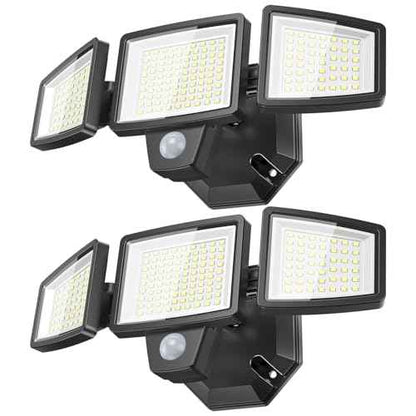 LED Security Lights Motion Sensor Outdoor Lights, 5000K Daylight, IP65 Waterproof, Dusk to Dawn, 3-Head Motion Detected Flood Light for Garage, Yard, Porch, 2Pack