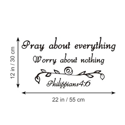 Pray About Everything Worry About Nothing Philippians 4:6 Vinyl Wall Decal Bible Verse Quote Religious Art Letters Home D?cor