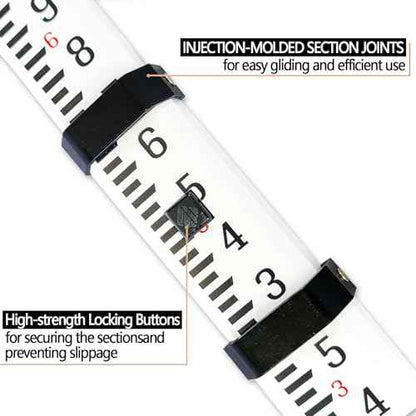 Grade Rod£¬16-Foot Aluminum Grade Rod - 10ths£¬Grade Stick,Grade Stick for Laser Level£¬Survey Rod£¬Grade Rods£¬Survey Pole£¬With Bubble Level, 5-Stage Telescopic£¬Double-Sided Scale Telescopic Leveling Rod
