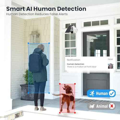 1080p Wireless Security Camera with Solar Panel, AI Human Detection, 2-Way Talk, Night Vision, Cloud Storage (Sold Separately), Battery Included, Home Security, 2.4GHz WiFi Only (2 Pack)