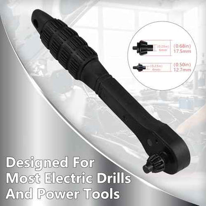 2-in-1 Ratchet Drill Chuck Key Wrench, Universal Double Head Chuck Key Replacement Tool for Drill, Compatible with Most Electric Drills and Power Tools, for Tightening Loosening Drills(1 Set)