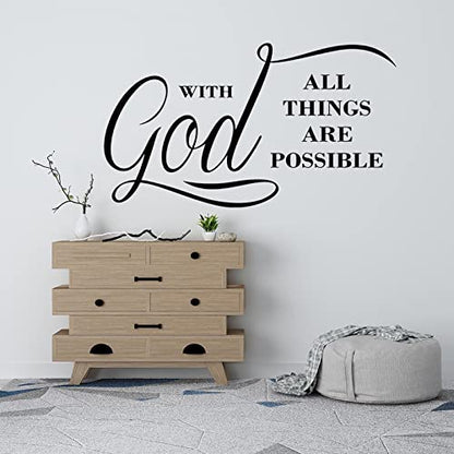 with God All Things are Possible Religious Vinyl Wall Decals, Vinyl Wall Stickers Wall Decal Motivation Lettering Saying Art, Inspirational Quote Art Stickers, Christian Faith Word