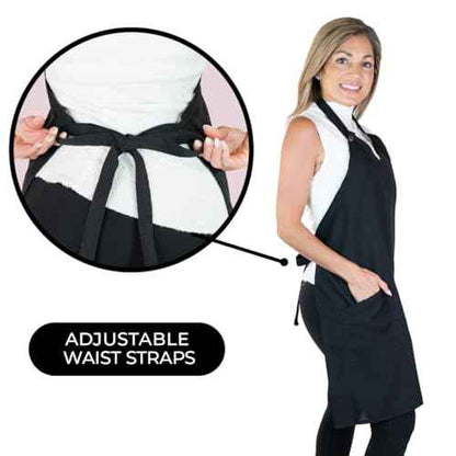 Betty Dain Silhouette Stylist Apron in Black for Salon Hairstylist and Professional Cosmetology Featuring a V-Neck Design | Water Resistant, Lightweight Polyester with Adjustable Snap-Closure