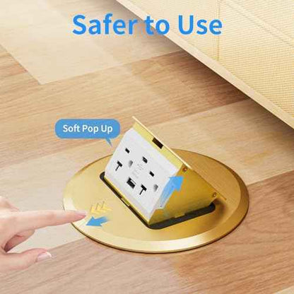 Floor Outlet 20A Pop up Outlet with 25W USB C & USB A, Floor Outlet with 2 AC Outlets Compatible with High-Power Appliances,Update The Soft Pop Make It More Stable and Smooth