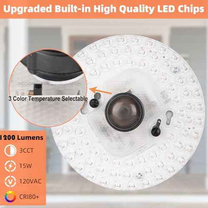 12IN Motion Sensor LED Ceiling Light, Modern Flush Mount Ceiling Light Fixtures, 3CCT 3000-5000K Dusk to Dawn Motion Sensor Outdoor Lights Waterproof for Porch Entryway Garage, Black