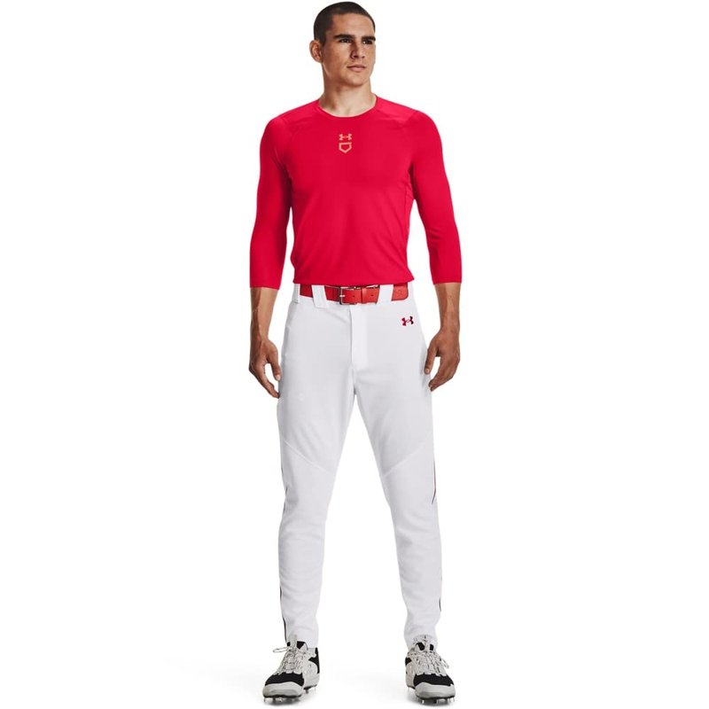 Under Armour Men's Utility Baseball Straight Leg Pant Pipe 22, (103) White/Red/Red, X-Large