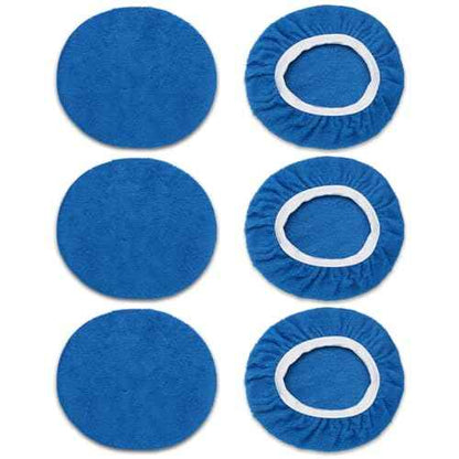 6 PCS Car Buffing Pads for 9-10 Inch Orbital Polisher, Microfiber Polishing Pad Buffer Polisher Bonnets, 9-10 Inch Polishing Pads Cover Waxing Pads for Car Detailing (Blue)