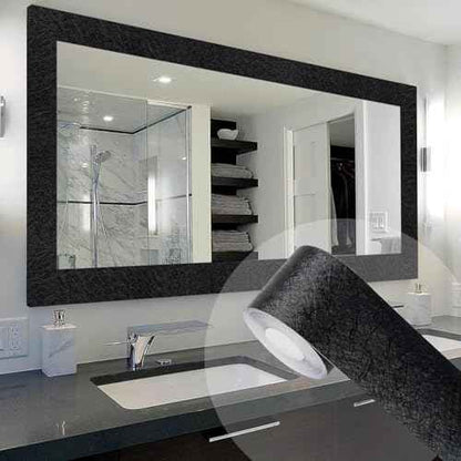 Avinyl 10M Black Mirror Border Peel and Stick Wallpaper, Self Adhesive Waterproof Wallpaper Mirror Frame Tape for Bathroom Decor, Silk Peel and Stick Trim Removable Kitchen Wall Decor 1.96" x 393"