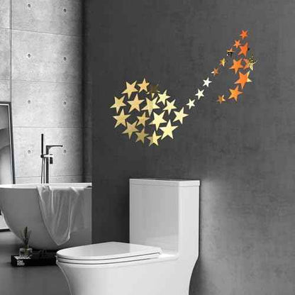 80 Pcs Gold Stars Acrylic Mirror Wall Stickers with Adhesive Art Decal Satin Paper Baby Kids Bedroom Home DIY Decor Removable Stickers