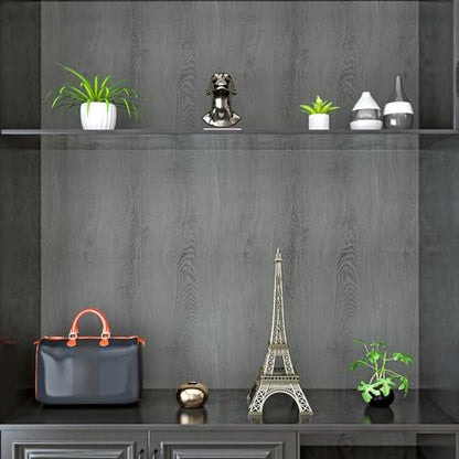 VaryPaper Rustic Grey Wood Contact Paper 15.7"x78.7" Wood Wallpaper Peel and Stick Countertops Waterproof Self Adhesive Wood Vinyl Wrap Removable Wallpaper for Cabinets Desk Counter Top Stick Paper