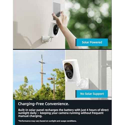 virtavo SolarFlask 2K Solar Security Cameras Wireless Outdoor, Starlight Lens, Color Night Vision, PIR Motion Detection, Battery-Powered, 2-Way Audio, Weatherproof, Cloud/SD Storage, 2.4GHz WiFi