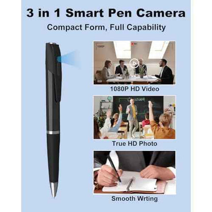 Hidden Camera, Spy Pen Camera with 64GB TF Card, 1080P HD Portable Body Cam with Video or Picture Taking, Loop Storage, Small Camera Pen for Business, Offices, Outdoor