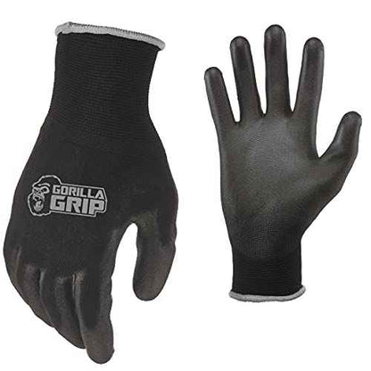 Gorilla Grip Work Gloves, Never Slip Maximum Grip All-Purpose, Gloves for Men, Superior in Wet, Dry, Oily Conditions, Polymer Palm, Extra Large Size, 15 Pairs, Black/Blue | 25043-25