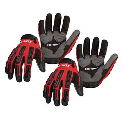 Craftsman Work Gloves, Anti-shock Impact Protection, Adjustable Cuff (2-Pair Pack)