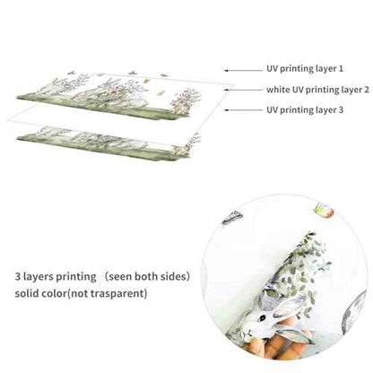 Spring Woodland Forest Animals Window Decals, Vinyl Non-Adhesive Double-Sided Static Clings, Rabbit, Butterfly, Grass, Anti-Collision Stickers for Kids Bedroom Windows Glass Home Decor