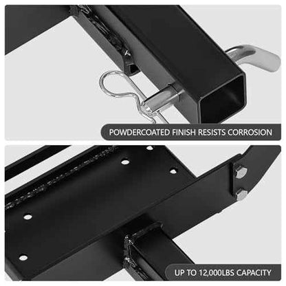 DNA MOTORING Cradle Winch Mount Mounting Plate Foldable for 2" Class IV Hitch Receivers, Up to 12,000Lbs Capacity, Powder Coated Steel, Tow-Mount
