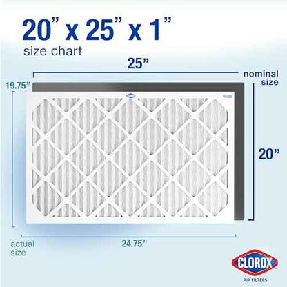 Clorox 20x25x1 Air Filter, MERV 11 Pleated HVAC AC Furnace Air Filters, MPR 1000 & FPR 7 ? Pack of 4
