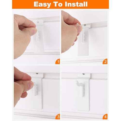 1" Slatwall Hooks, White, 30 Pack Slat Wall Paneling Display Hooks, Slatwall Accessories for Retail Home Efficient Storage