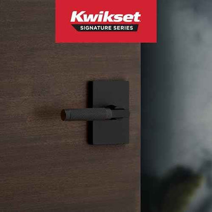 Kwikset Prava Interior Privacy Door Knurled Handle with Lock, Door Lever for Bathroom and Bedroom, Matte Black, Reversible Keyless Push Button Lock Door Lever, with Microban Protection