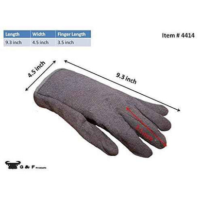 G & F Products Brown Jersey Winter Work Gloves with Red Fleece Lining