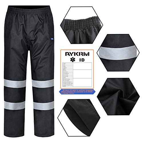 AYKRM 4 Colors Safety Rain Pants Reflective High Visibility Waterproof Rain Pants