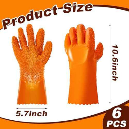 Jecery Sewer Gloves Plumbing Snake Gloves Abrasion Resistant Drain Cleaning Accessory for Men Women Plumber Tools Orange