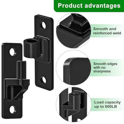 Heavy Duty Gate Hinges, 4Pack High Strength Steel with Electroplated Finish, 600LB Load Capacity, Thick 6mm Black Hinges for Farm Gates, Fences, Barns, Sheds & Outdoor Gates (4.9"x1.5")