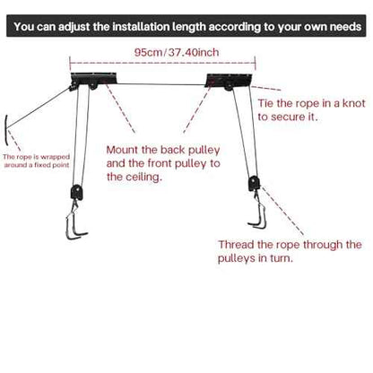 Cargo Box Ceiling Hoist ? Garage Pulley Lift System for Rooftop Cargo Carrier Fits Garage or Shed with 100lb Capacity for Bicycles or Ladders or Roof Luggage Box or Roof Luggage Frame