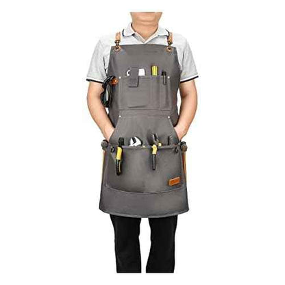 Waxed Canvas Tool Apron for Men and Women - Durable, Adjustable for Woodworkers, Mechanics, Blacksmiths, Carpenters