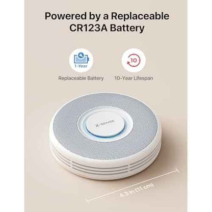 X-Sense Smart Wi-Fi Smoke Detector with Voice Alerts and 17 Locations, Fire Alarm, Fire Detector, 1.3 in (33 mm) Thick, XS0B-iR, 1 Pack