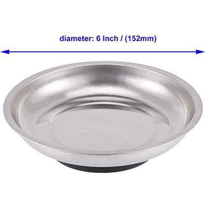 8 PCS Magnetic Bowls 6 Inches, Magnetic Trays Set Round, Stainless Steel Magnetic Parts Tray Set for Bolts, Pins, Screws, Nuts, Small Parts Tools Organization for Workshop, Garage, Craft Room