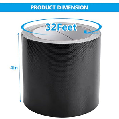 RV Awning Repair Tape 4" x 32FT Waterproof Tent Repair Tape for Tarp Canvas Boat Covers Sail, Tear Repair Patch (Black)