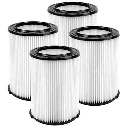 Standard Wet or Dry Vac VF4000 Filter Replacement Compatible with ridgd 5-20 Gallons Vacuum Cleaner, Husky 6-9 Gal WD5500 WD0671 RV2400A RV2600B,4 Pack Dust Filters for Vacuum Cleaners