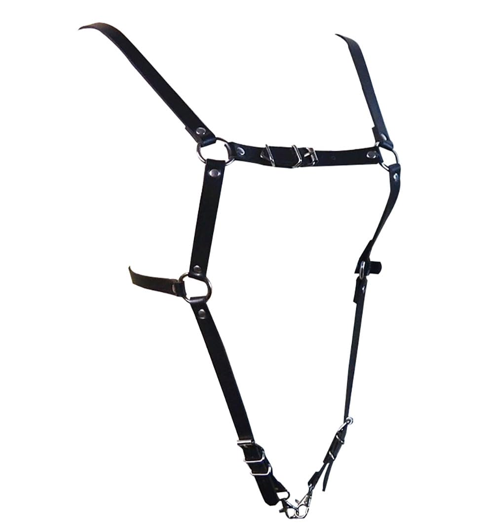 Mens Black Leather Armors Suspenders Shoulder Strap Body Chest Harness Chain Belt Adjustable Gay Punk Clubwear Costume