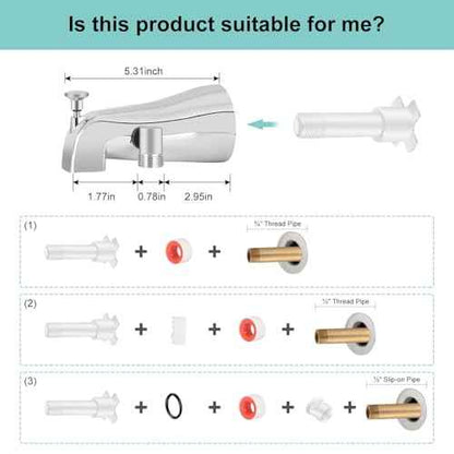 Tub Spout with Diverter, High Pressure 8 Settings Hand Held Shower head, Metal Bathtub Faucet with Sprayer Chrome
