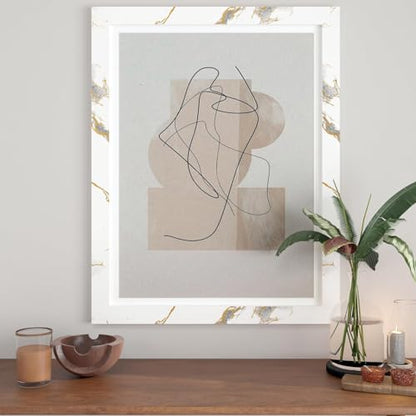 Decotalk White Marble Wallpaper Border 3x236 Inch Peel and Stick for Bathroom Mirror Frame