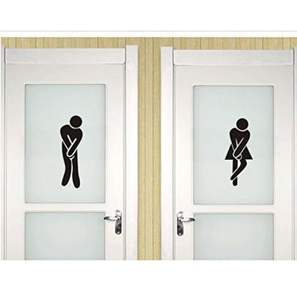 Bestjybt DIY Removable Washroom Toilet Bathroom WC Sign Door Accessories Wall Sticker Home Decor