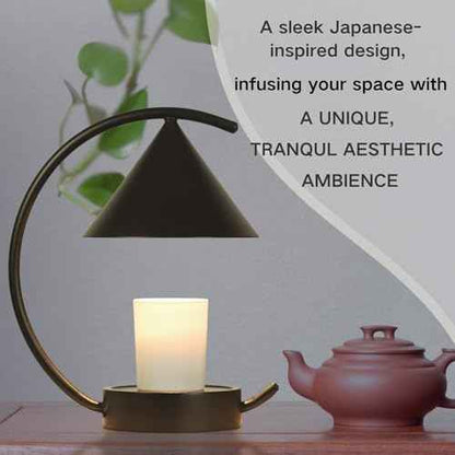 bamboo&life Moonlit TouchOn Candle Warmer Lamp,Free Handmade Placemat&2bulbs,Unique Moon-Shape,Modern&Chic B-Day Gift for Mom,Eco-Luxury Bamboo Base,Standout Japanese Housewarming Gift New Home Decor