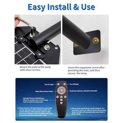 5000W Solar Lights Outdoor,IP66 Waterproof,Solar Powered Motion Sensor Street Light,6500K Dusk to Dawn 20000 Lumens LED Security Flood Light with Remote for Yard, Garden,Patio,Garage-1 Pack